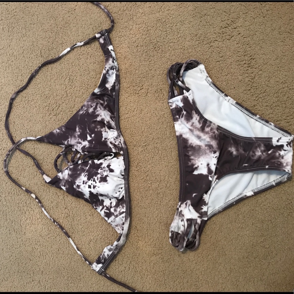 Dark purple tie dye (ish) bikini set